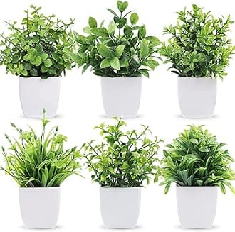 Dekorly 6 Packs Fake Plants Small, Mini Artificial Plants Indoor for Home Farmhouse Bathroom Shelf Décor, Multicolor