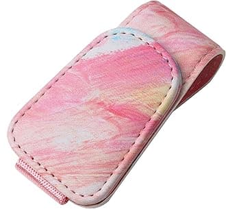 KanSmart Sunglass Holder for Car Visor Sunglasses Clip Magnetic Leather Glasses Eyeglass Holder Truck Car Accessories for Woman Man -Abstract Pink