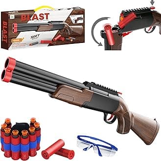 – Double Barrel Toy Foam Blaster, 80 Soft Bullets and 12 Ejecting Shells, Toy Gun Foam Blaster for Kids Ages 8-12, Birthdays for Kids