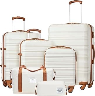 LONG VACATIONLuggage Set 4 Piece Luggage Set ABS hardshell TSA Lock Spinner Wheels Luggage Carry on Suitcase
