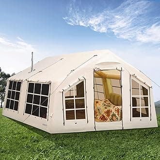 KNUO Inflatable Camping Tent, Large Blow-Up Air Tent, No Assembly Needed Luxury Glamping House, Oxford Fabric