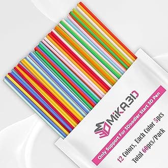 12 Bright Colors PCL Filament Refill for 3Doodler Start+ 3D Pen, Low Print Temperature Filament Only Fit for 3Doodler Start 3D Pen, Each Color 15cm x 5pc, Total 60pcs 900cm PCL Filament by MIKA3D