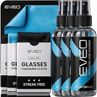 Eveo Eyeglass Cleaner Spray - No Streaks Technology With Microfiber Cleaning Cloth- Glasses Kit Lens Cloth Screen & Eye 3 Pack
