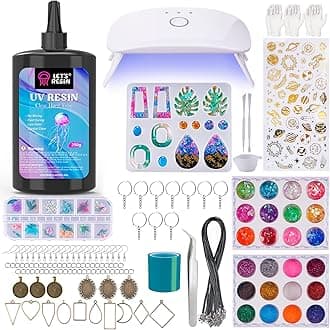 LET'S RESIN Jewelry Making Kit - 153Pcs Highly Clear Resin with Upgraded UV Lamp, Resin Accessories for Keychains, Jewelry