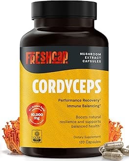FreshCap Organic Mushroom Capsules Supplement - Fruiting Body Extract (Cordyceps, 120 Capsules)