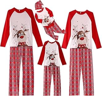 LWXQWDS Christmas Family Pajamas Matching Sets Xmas Matching Pjs for Adults Kids Holiday Home Xmas Family Sleepwear Set (Style 02, Kids, 7 Years)