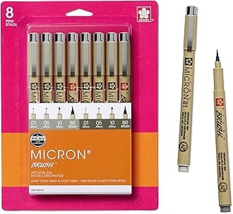 SAKURA Pigma Micron Fineliner Pens, Multi-tip Set, Archival Gray Ink, 8 PK 50167