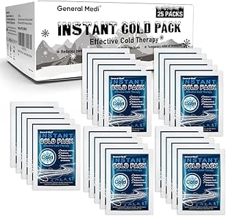 General Medi Instant Ice Cold Pack (4”X 5.5”) – 25 Packs Disposable Therapy For Pain Relief, Swelling, Inflammation, Sprains, Toothache Athletes & Outdoor Activities