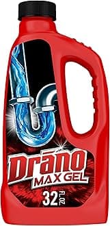 Drano Max Gel Drain Clog Remover & Cleaner, Fast-Acting to Unclog Standing Water & Remove Hair, Grease & Food Blockages, Safe for all Pipes & Septic, Kitchen Sinks, Bathroom Showers & Tubs, 32 Oz