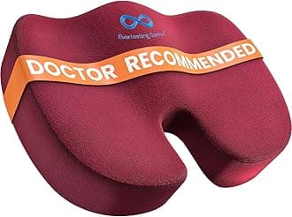 Everlasting Comfort Memory Foam Seat Cushion for Back, Coccyx, & Tailbone Pain Relief - Work, Desk, Car, Gaming, and Home Office Accessories - Sciatica Chair Cushion Pad (Red)