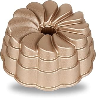 Baker's Secret Bundt Cake Pan, Fluted Cake Pans, Perfect for Bundt Cakes, Die Cast Aluminum Cake Pans, 2 Layers Non-stick Coating For Easy Release, Novelty Cake Pan - Cast Aluminum Collection (Petal)