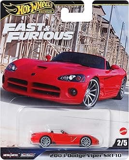Premium Fast & Furious 2003 Dodge Viper SRT-10, Die-Cast Metal Car, Red, 2/5