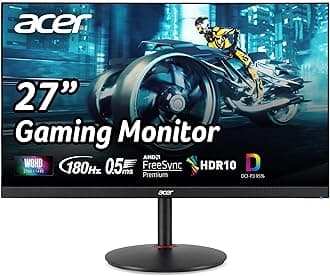 Nitro 27" WQHD 2560 x 1440 PC Gaming IPS Monitor | AMD FreeSync Premium Up to 180Hz Refresh 0.5ms DCI-P3 95% 1 Display Port 1.2 & 2 HDMI 2.0 XV271U M3bmiiprx,Black
