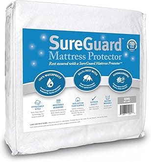 SureGuard Mattress ProtectorsKing Size - 100% Waterproof, Hypoallergenic - Premium Fitted Cotton Terry Cover