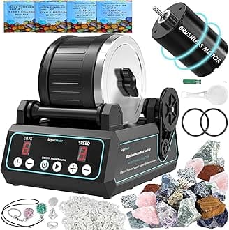 K1 Pro Professional Cutting-Edge Brushless Motor Advanced Rock Tumbler Polisher Kit, Extra Large 2.5Lb Barrel with 3-Speed Motor 9-Day Timer, 6 Belts, Rough Gemstones, 4 Polishing Grits etc.