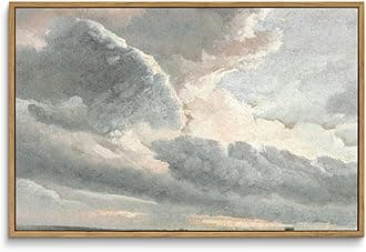 InSimSea Framed Canvas Wall Art Vintage Decor, Nature Wall Decor, Large Sky Clouds Sunset Wall Art Prints for Living Room, Classical Retro Paintings for Bedroom Office Home Decoration, 16"x24"
