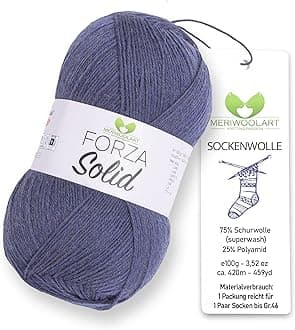 MeriWoolArt® Sock Wool 4-Ply - 100 g Merino Wool Yarn for Knitting & Crocheting, 75% Virgin Wool (Superwash), 25% Polyamide, 420 m - Ideal for Socks for Men and Women, Sweaters & Cardigans 4615