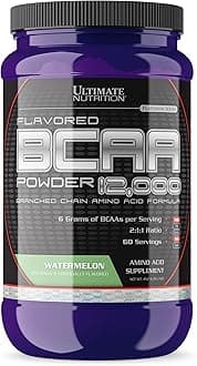 Ultimate NutritionFlavored BCAA Powder - Caffeine Free with 3g Leucine 1.5g Valine 1.5g Isoleucine - Post Workout Amino Acid Supplement, Watermelon, 60 Servings