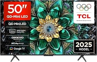 50Q6C-UK QD-Mini LED TV, 4K HDR Premium 1000nits, Smart TV Powered by Google TV (Dolby Vision IQ & Atmos, 144Hz Motion Clarity Pro,2025 Model)