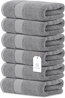 Luxury Light Gray Hand Towels - Soft 100% Turkish Cotton | Highly Absorbent Hotel spa Bathroom Towel Collection | 16x30 Inch | Set of 6