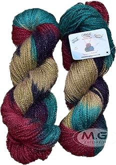 M.G ENTERPRISE Glow Knitting Yarn Wool, Teal Mix 200 GMS Woolen Crochet Yarn Thread. Best Used with Knitting Needles, Crochet Needles-XO Art-CJJ