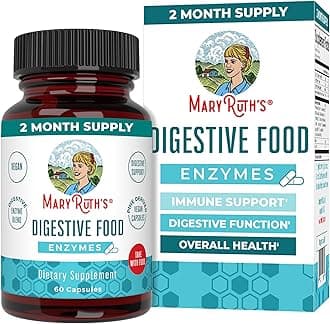 Vegan Digestive Food Enzymes by MaryRuth's | Daily Digestion Aid and Gut Health Enzyme Complex | Over 12 Enzymes Including Amylase, Lipase, Lactase + Cofactor Vitamins & Minerals | 2 Month Supply