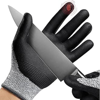 NoCry Professional Cut Resistant Work Gloves for Men and Women with Firm Grip and Waterproof Palms — Touchscreen Tips & Reinforced Thumb — Ideal for Cutting, Slicing and Dicing