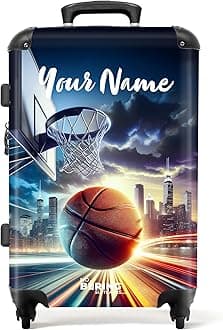 Children's Luggage Kids Suitcase for Boys - Personalised Large Hard Shell Luggage on Wheels - Orange Basketball for Skyline - 26" - 28" - 23kg