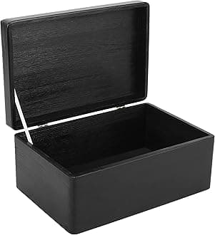 Creative Deco Black Wooden Storage Box | 30 x 20 x 14 cm (+/- 1 cm) | with Lid | Wooden Box | Souvenir Box | Trunk Box | Raw and Unpunched |