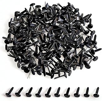 moinkerin 200 Pcs Paper Fasteners Split Pins Crafts 0.3 x 0.55inch Mini Brads for Paper Crafts Black Brad Fasteners for DIY,Crafting,Scrapbooking,Stamping Round Head fasteners for Office (8x14mm)