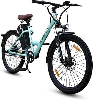 - Motovolt KIVO Easy Electric Bicycle with Integrated Back Carrier Range up to 45 Kms Range in Pedal Assist Mode (Aqua)