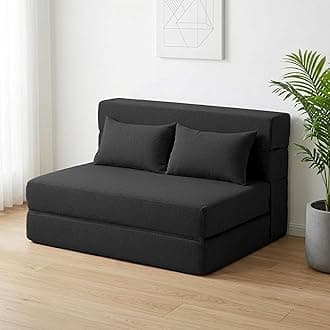 SUYOLS Folding Sofa Bed with Pillows- Convertible Chair Floor Couch & Sleeping Mattress, Foldable Memory Foam Sleeper for Living Room/Dorm/Guest Room/Home Office/Apartment/Loft, Twin, Dark Gray