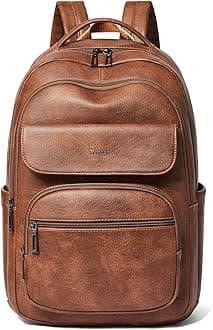 Leresas 37L Vegan Leather Backpack Purse for Women Mens Travel Backpack Work Laptop Teacher BackPack College Daypack Business Backpack Office Bag Brown
