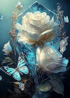 Tiwabb Flower Stamped Cross Stitch Kits - Counted Cross Stitch Kits for Beginners Adults,11 CT Patterns Dimensions Embroidery Kits Arts Craft Kits,for Gift and Home Decor 12 x 16in