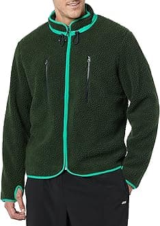 Amazon Essentials Mens Teddy Fleece Full-Zip Mock Neck Jacket with Chest Pockets
