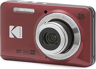 KODAK PIXPRO Easy to Use Zoom FZ55-RD 16MP Digital Camera 5x Optical Zoom Wide Angle 28mm 2.7" LCD Screen (Red)