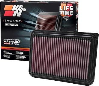 K&N Engine Air Filter: High Performance, Washable, Replacement Compatible with 2002-2019 Toyota (Auris, Avensis, Corolla, Vitz, Yaris, Verso, Probox, Ractis, Wish, Alion, Premio), 33-2360