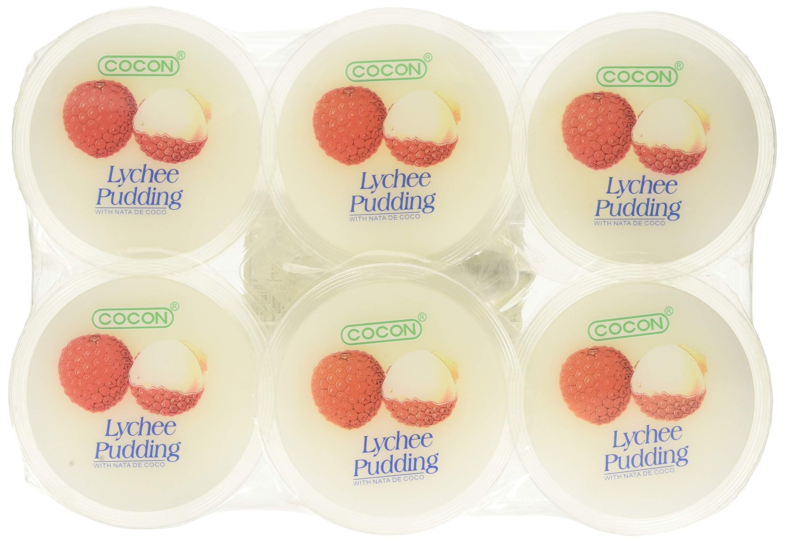 Cocon Lychee Flavour Nata Pudding, 480 g- pack of 6