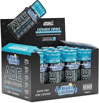 ABE Pre Workout Shot - All Black Everything Pre Workout Energy Shots, Physical Performance with Citrulline, Beta Alanine, Caffeine (Box 12 Units x 60ml) (Blue Lagoon)