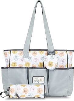 Disney Cudlie Diaper Tote Bag for Moms | Large Spacious Travel Diaper Tote for Baby Boy and Girl | 17-Inches Wide Multi-Functional Baby Bag with Cute Patterns, one size