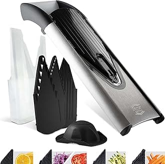 Borner V6 Exclusive Line V-Mandoline Slicer 8-in-1 Pro-Set, Stainless Steel Vegetable Cutter with Safety Insert, Slice Insert, 2 Blade Inserts