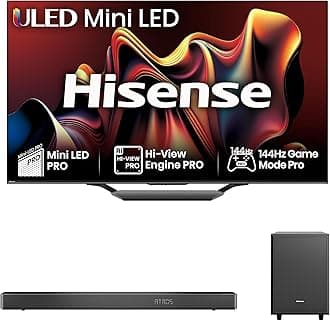 Hisense TV & Soundbar Bundle: 65U7NQTUK Mini-LED PRO TV Plus the AX3120G 3.1.2 Channel Soundbar with 360W Power & up-firing speakers - Perfect Match for Perfect Visual-Audio Experience