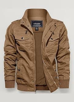 EKLENTSON Men's Casual Cotton Military Bomber Jacket Winter Outerwear Windbreaker Cargo Jacket Multi Pockets