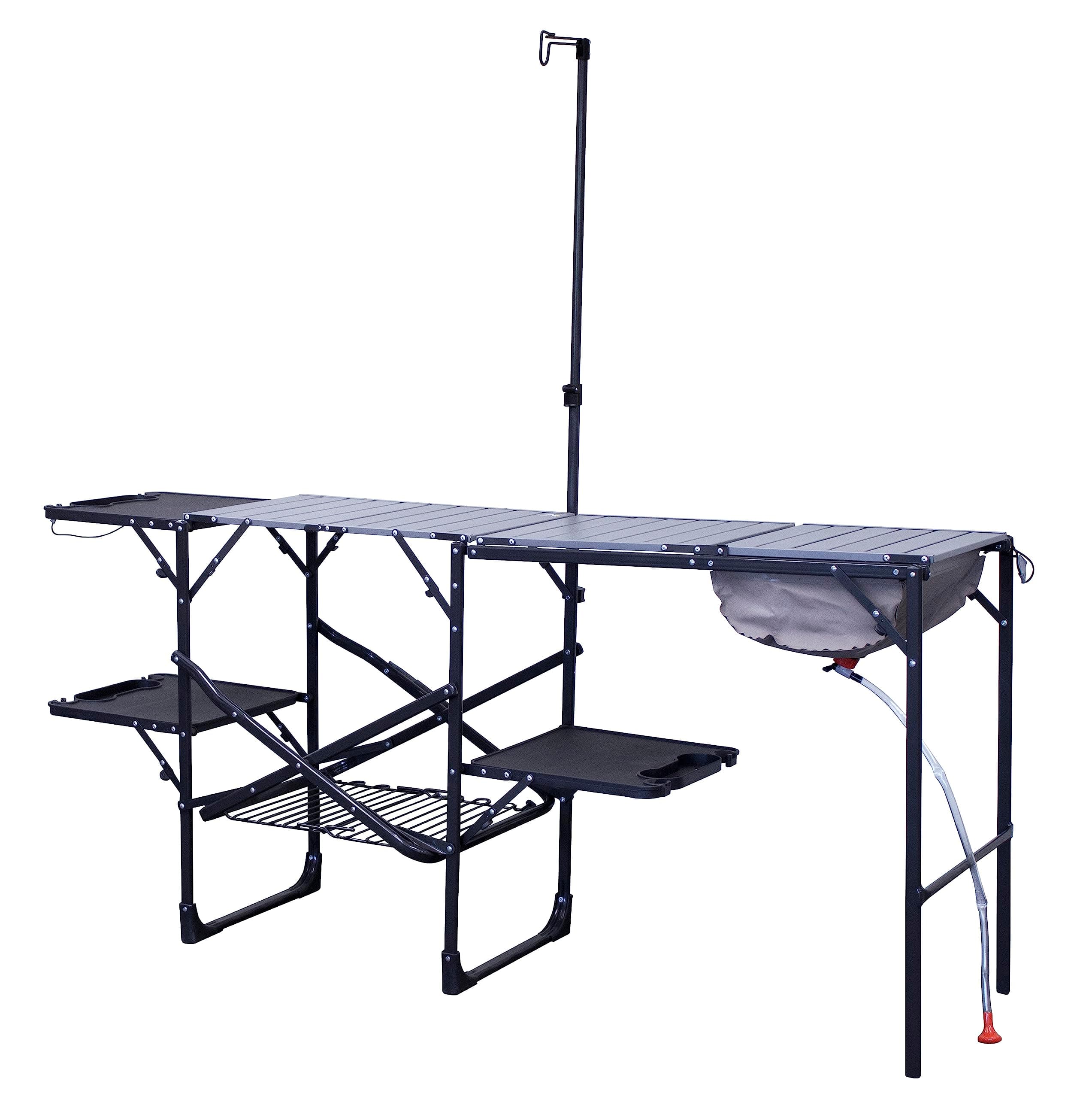 Master Cook Station | Portable Folding Kitchen Table with Soft Shell Sink, Heat Resistant Tabletop & Telescoping Lanter Pole, Perfect for Camping Trips