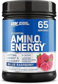 Optimum Nutrition Amino Energy - Pre Workout with Green Tea, BCAA, Amino Acids, Keto Friendly, Green Coffee Extract, Energy Powder - Blue Raspberry, 65 Servings (Packaging May Vary)