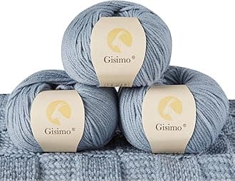 100% Merino Wool Yarn, 6-Ply Luxurious and Soft Yarn for Hand Knitting & Crocheting, 1.76 OZ/50g, 127 yds/116 Meters (Morandi Blue, 3 Balls)