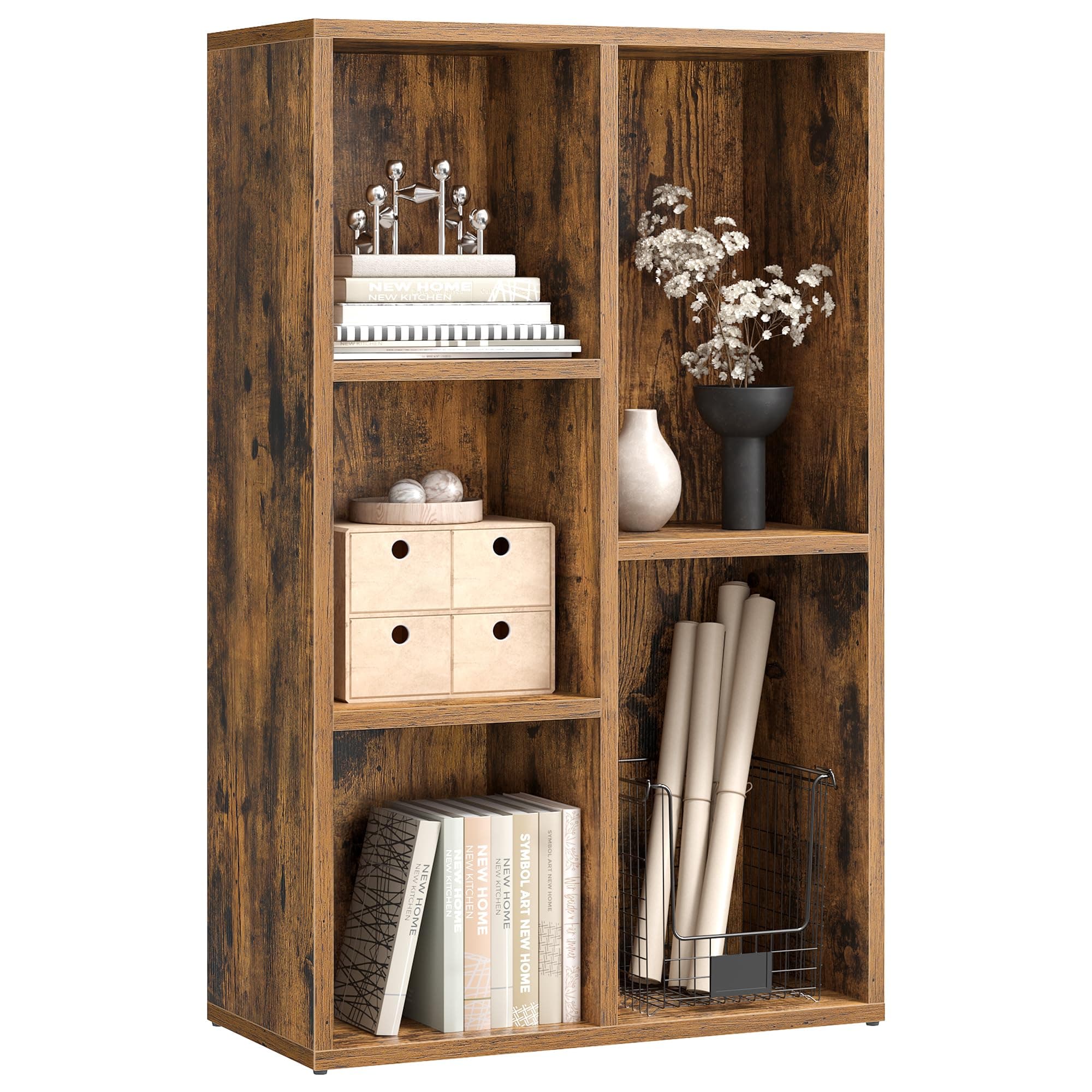 VASAGLE Bookcase, Bookshelf, Storage Shelf with 5 Compartments, Standing Shel...