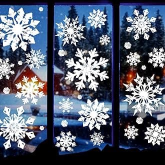 Extra Large Snowflakes Window Clings, Giant White Christmas Window Decorations for Glass Windows, Winter Wonderland Window Stickers Decals for Frozen Theme Party New Year Supplies Indoor