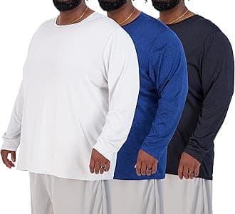 Real Essentials 3 Pack: Men’s Big & Tall Tech Stretch Long-Sleeve & Short-Sleeve Dry-Fit T-Shirt (3XT-5XT)