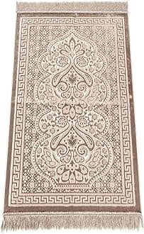 ihvan online, Soft Plush Lux Velvet Muslim Prayer Rug | Janamaz | Sajadah | Soft Islamic Prayer Rug | Islamic Gifts | Prayer Carpet Mat, Elegant, Color: Powder